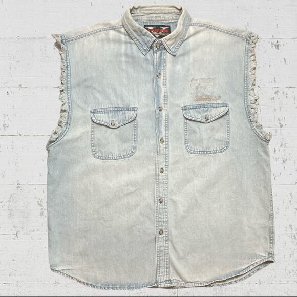 Bikercore V Twin Motorcycle Apparel Sturgis 69th Anniversary 2009 Denim Shirt 2X - Picture 3 of 9